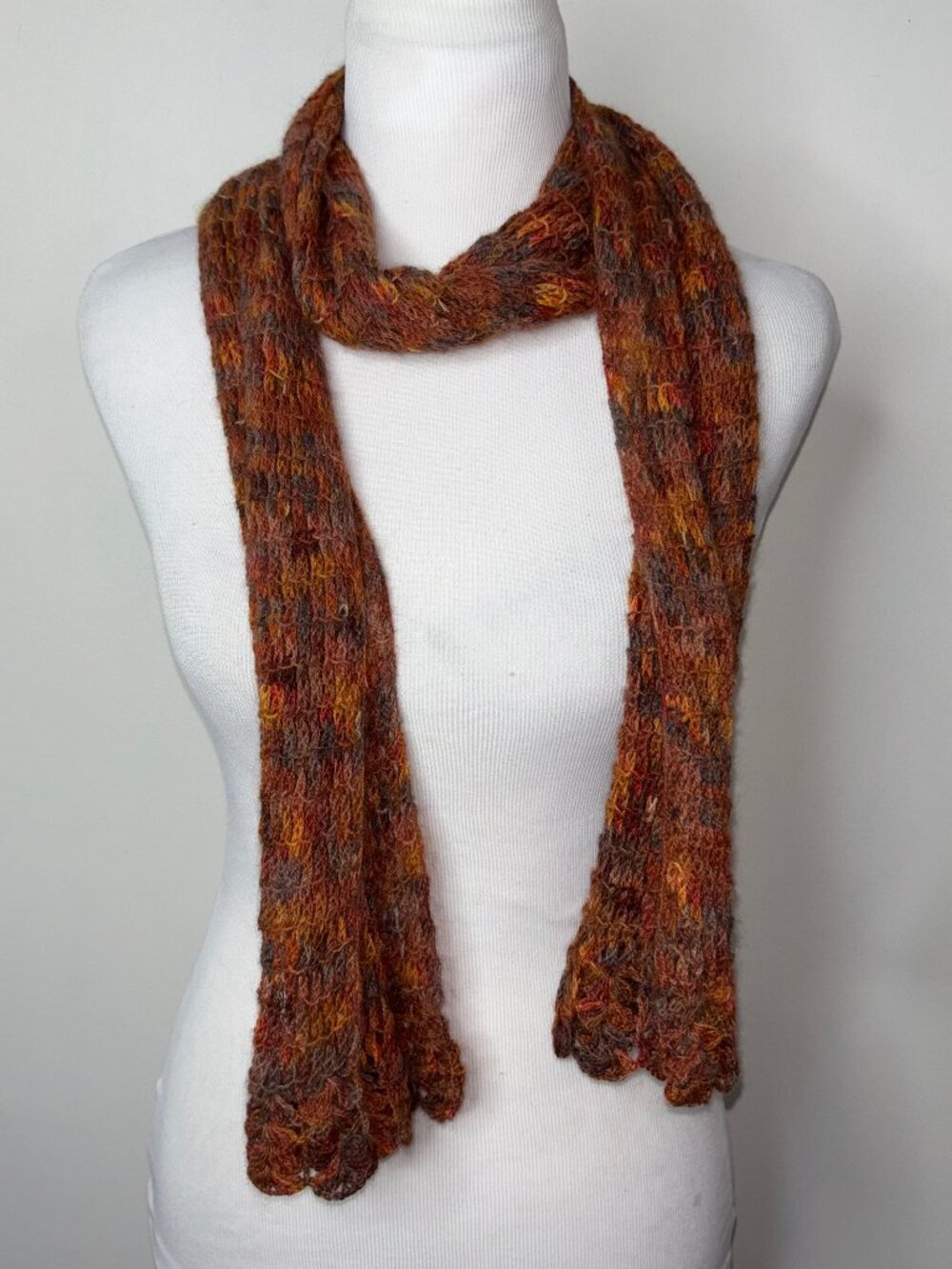 Calicampo Baby Apaca Crochet Knit Scarf Made in Peru Lightweight 9" x 73"